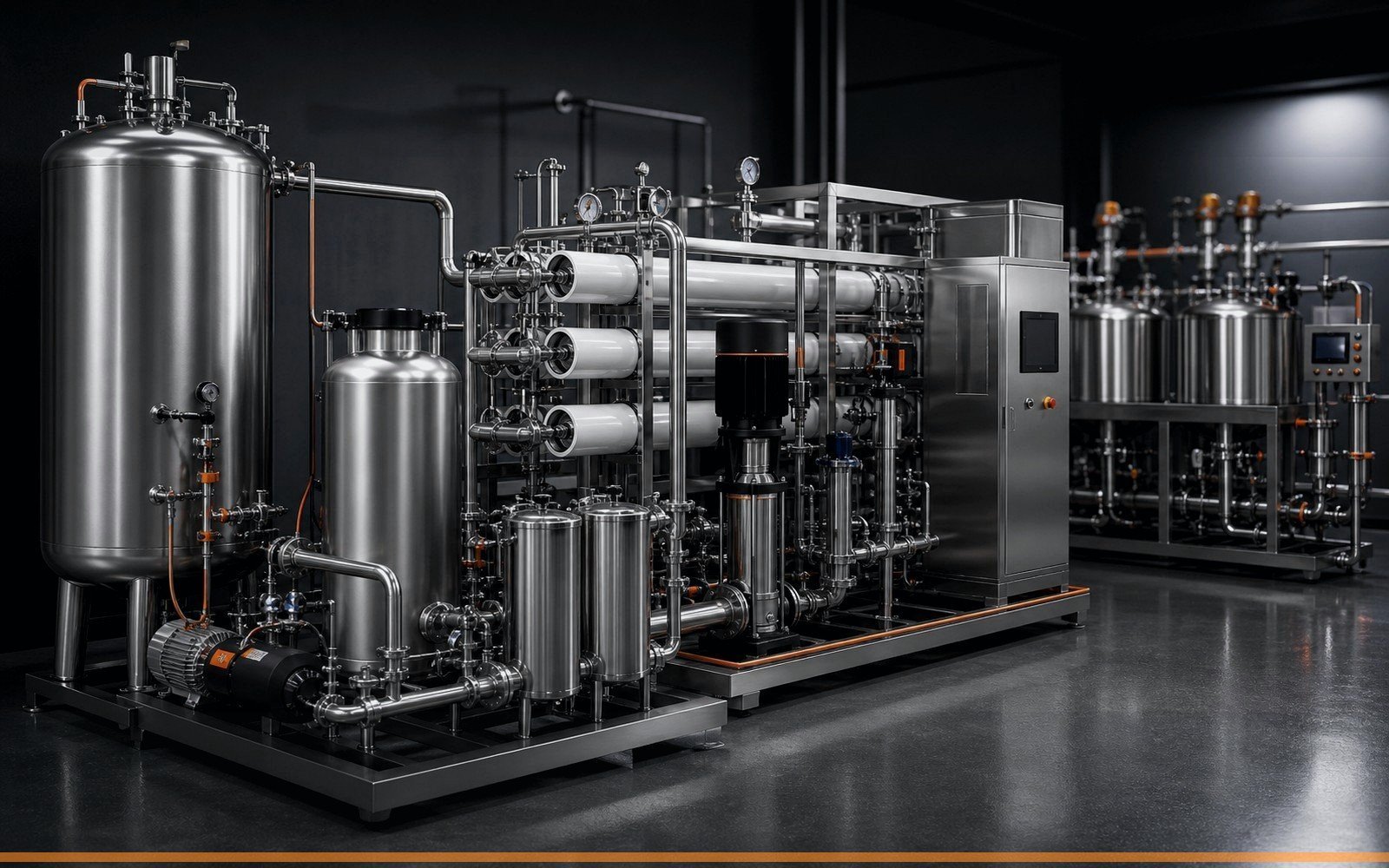Water treatment and CIP system area for beverage factory utility planning